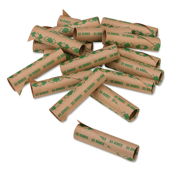 Pm Company Preformed Tubular Coin Wrappers, Dimes, $5, PK1000 65071 - main